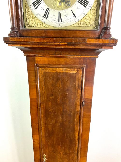 fig 2. Circa 1729 Quarter Veneer London Grandfather Longcase Clock (long case)