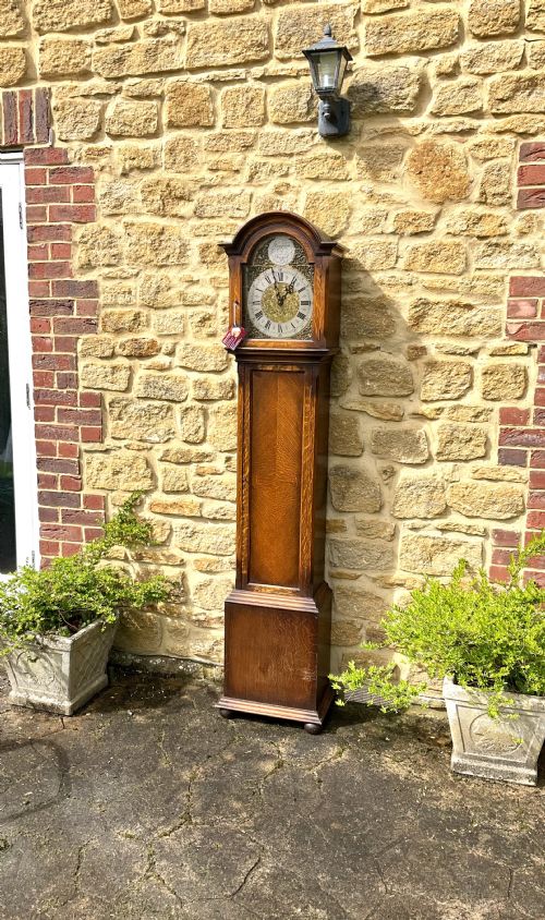 Westminster Quarter Chiming Oak Grandmother Longcase Clock