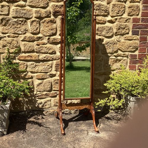 fig 1. Early C20th Walnut Cheval mirror