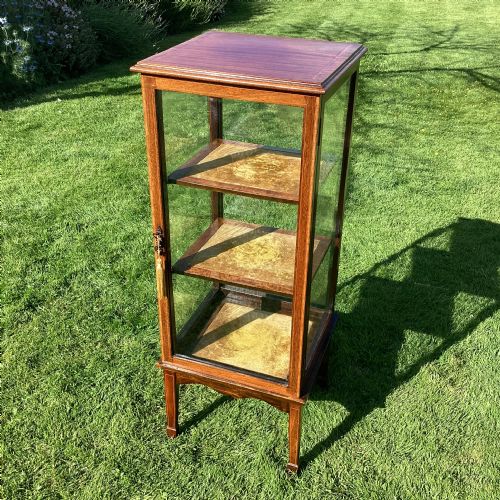 Inlaid Mahogany Display Cabinet Pedestal Vitrine