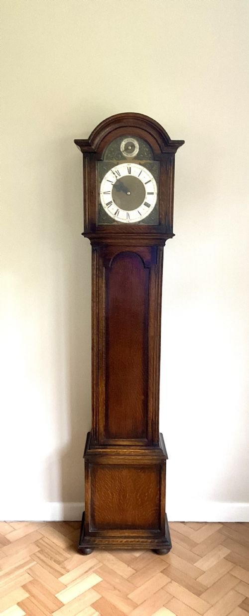 Oak Grandmother Longcase Clock - Harmonious 3 Musical Tunes