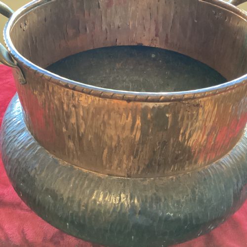 LARGE ART DECO DINANDERIE COPPER CAULDRON PLANTER LOG BIN - ADDITIONAL PHOTO 5