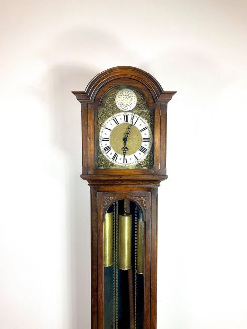 fig 1. Small 3 Weight Musical Oak Grandfather Longcase Clock