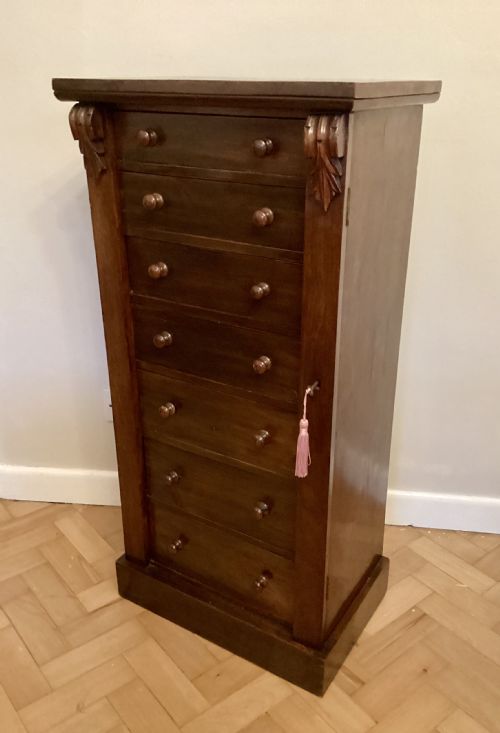 VICTORIAN MAHOGANY WELLINGTON CHEST - ADDITIONAL PHOTO 4