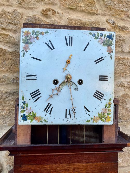 GEORGIAN 8 DAY OAK MAHOGANY GRANDFATHER LONGCASE CLOCK - ADDITIONAL PHOTO 6