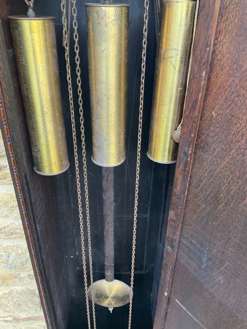 QUARTER CHIMING 3 TUNE WEIGHT GRANDFATHER MUSICAL CLOCK - ADDITIONAL PHOTO 4