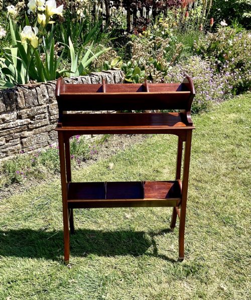 EDWARDIAN MAHOGANY BOOK TROUGH - ADDITIONAL PHOTO 3