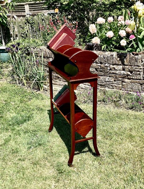 EDWARDIAN MAHOGANY BOOK TROUGH - ADDITIONAL PHOTO 4