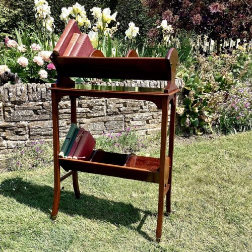 EDWARDIAN MAHOGANY BOOK TROUGH - ADDITIONAL PHOTO 6