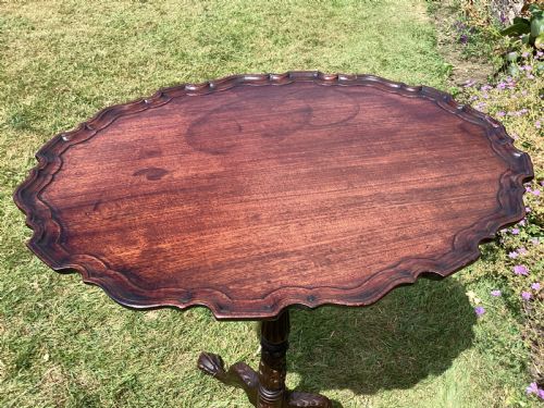 ANTIQUE SMALL MAHOGANY TILT TOP TRIPOD TABLE - ADDITIONAL PHOTO 6