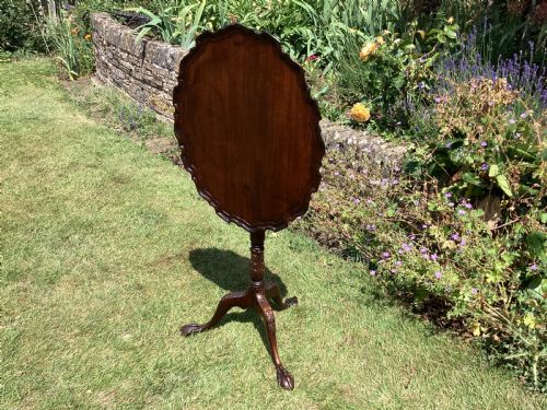 ANTIQUE SMALL MAHOGANY TILT TOP TRIPOD TABLE - ADDITIONAL PHOTO 8