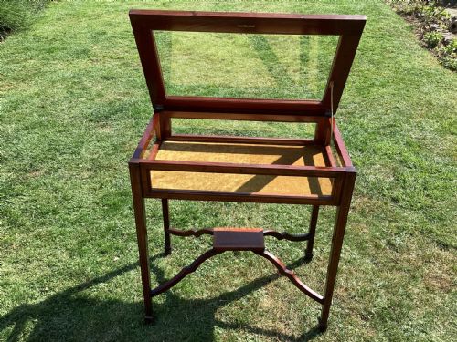 fig 1. Edwardian inlaid mahogany bijouterie display table vitrine