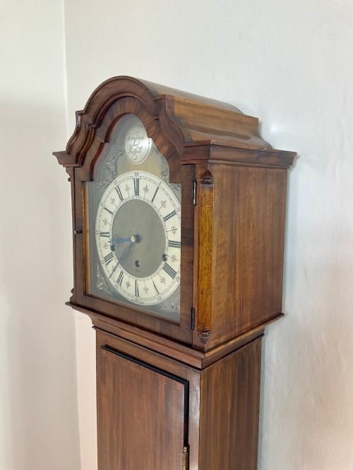 fig 1. Walnut Musical Chiming Elliott Grandmother Longcase Clock