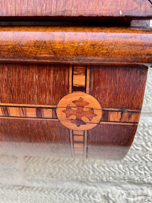 fig 1. 19th C Walnut Inlaid American Drop Dial Striking Wall Clock