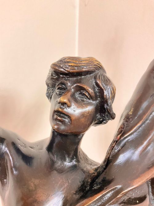 fig 1. Late 19th C. Perron “Paix et Travail” Bronze Figure Sculpture 