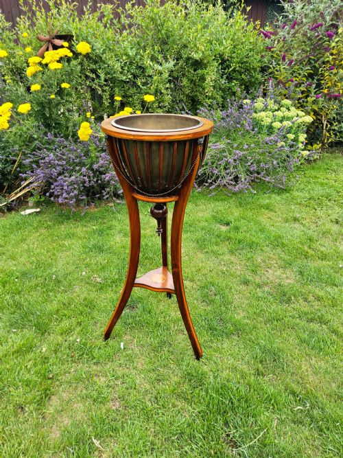Edwardian Mahogany Inlaid Jardiniere