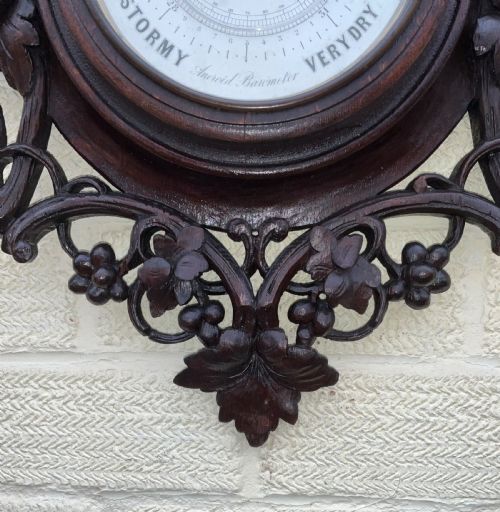 BLACK FOREST ANEROID BAROMETER CERAMIC DIAL 19TH CENTURY - ADDITIONAL PHOTO 5