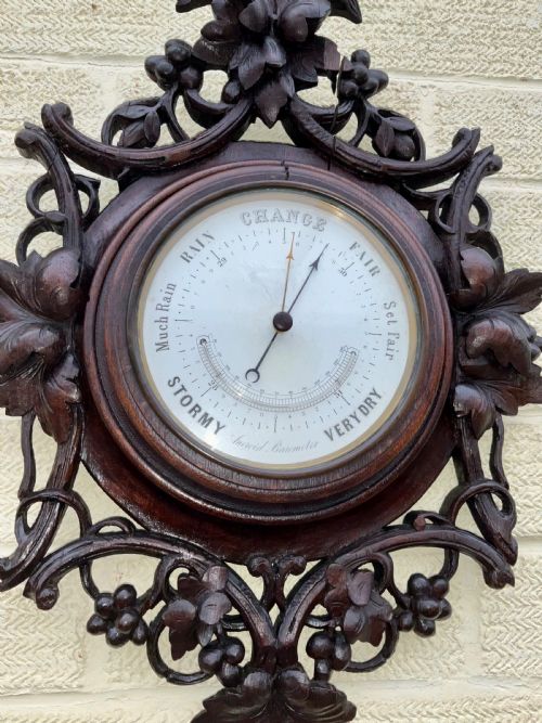 BLACK FOREST ANEROID BAROMETER CERAMIC DIAL 19TH CENTURY - ADDITIONAL PHOTO 11