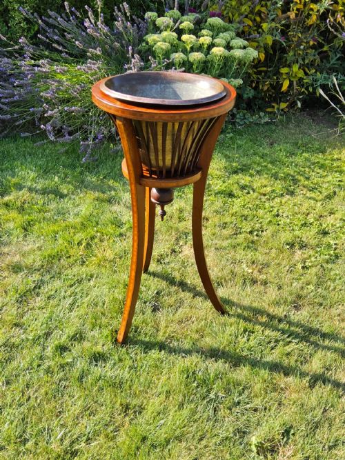Edwardian Inlaid Mahogany Jardiniere with Liner