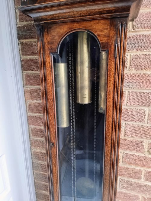 TRIPLE TUNE MUSICAL WARM OAK GRANDMOTHER LONGCASE CLOCK - ADDITIONAL PHOTO 10
