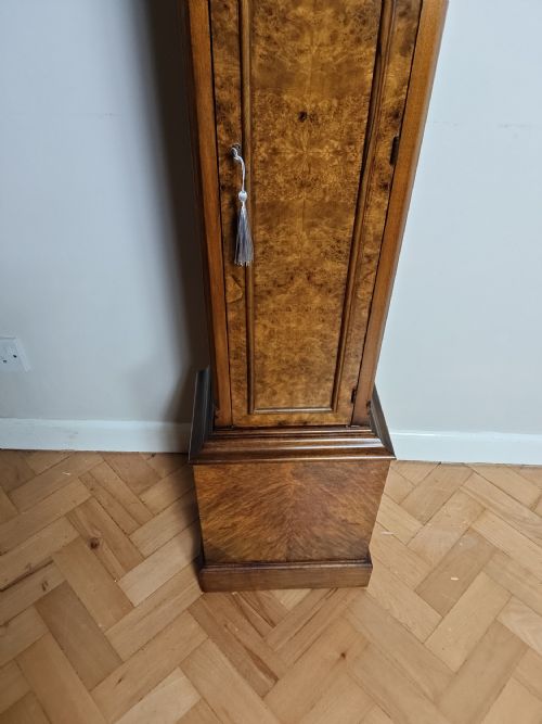 BURR WALNUT QUARTER CHIMING GRANDMOTHER LONGCASE CLOCK - ADDITIONAL PHOTO 1