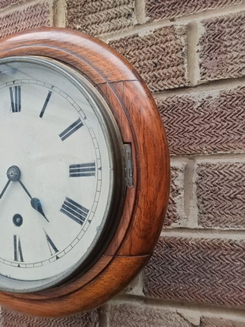 LATE 19TH C WH SCH SMALL OAK DIAL CLOCK - ADDITIONAL PHOTO 4