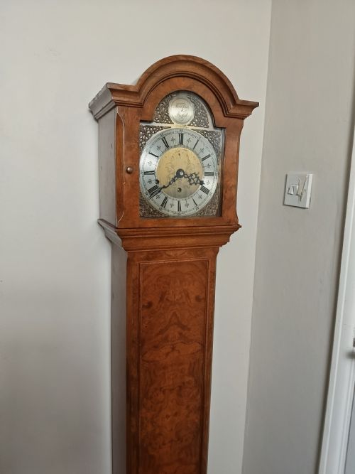 BURR WALNUT ELLIOTT GRANDMOTHER LONGCASE CLOCK - ADDITIONAL PHOTO 2