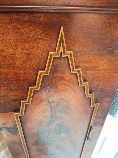STUNNING FLAME MAHOGANY INLAID GRANDFATHER LONGCASE CLOCK - ADDITIONAL PHOTO 5
