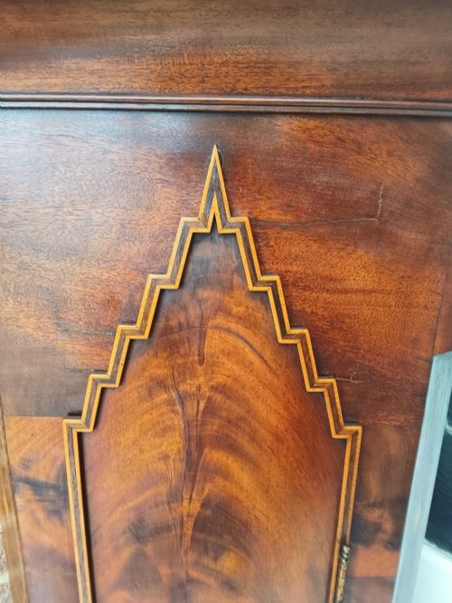 STUNNING FLAME MAHOGANY INLAID GRANDFATHER LONGCASE CLOCK - ADDITIONAL PHOTO 9