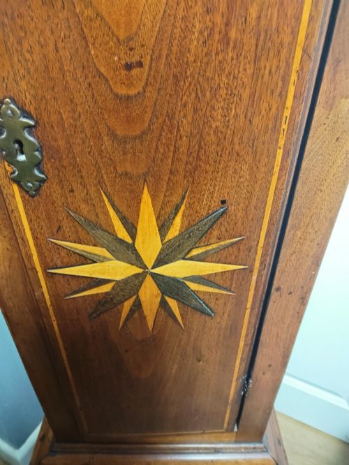 SMALL GEORGIAN MAHOGANY INLAID GRANDFATHER LONGCASE CLOCK - ADDITIONAL PHOTO 1