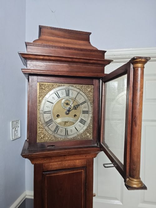SMALL GEORGIAN MAHOGANY INLAID GRANDFATHER LONGCASE CLOCK - ADDITIONAL PHOTO 3
