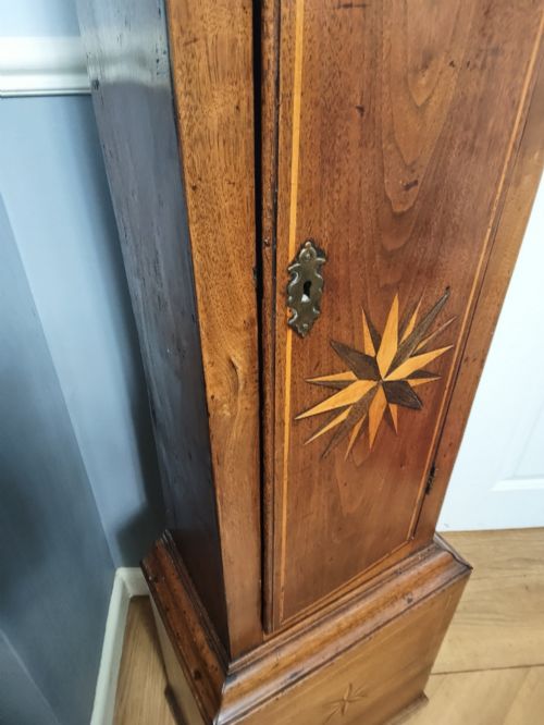 SMALL GEORGIAN MAHOGANY INLAID GRANDFATHER LONGCASE CLOCK - ADDITIONAL PHOTO 12