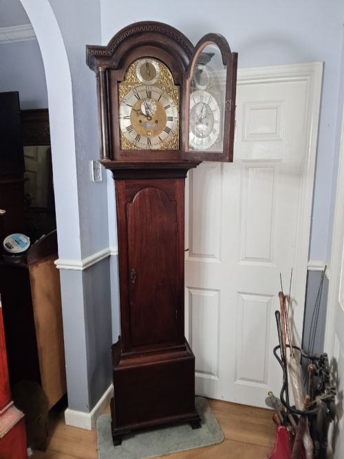 Georgian Mahogany Grandfather Longcase Clock Strike Silent