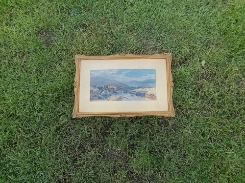 Tom Rowden Watercolour - Cattle by Moorland Stream