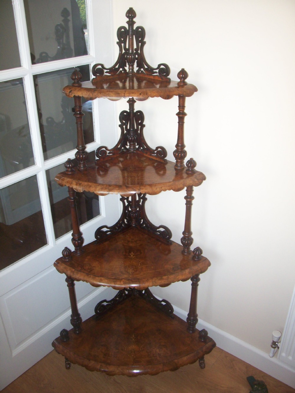 VICTORIAN INLAID WALNUT CORNER WHATN0T