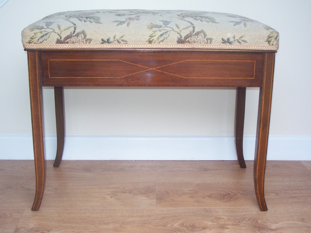 EDWARDIAN INLAID PIANO STOOL OR WINDOW SEAT