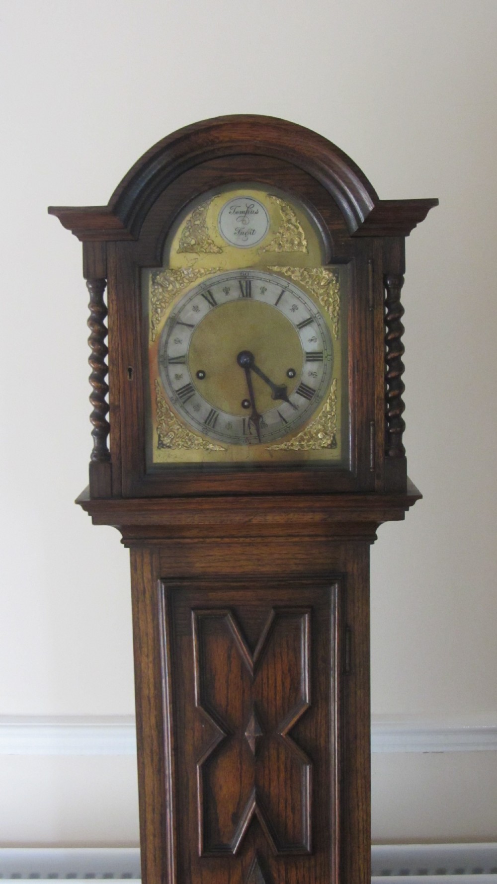 LOVELY SOUNDING OAK CASED GRANDMOTHER LONGCASE