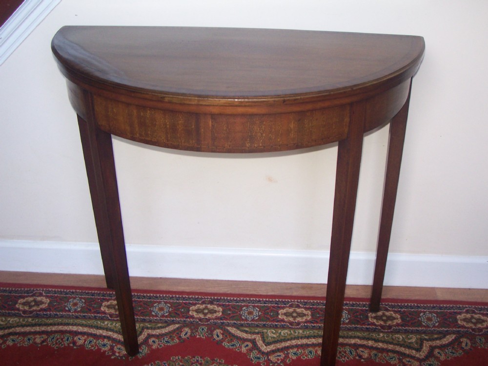 MAHOGANY DEMI-LUNE CARD TABLE