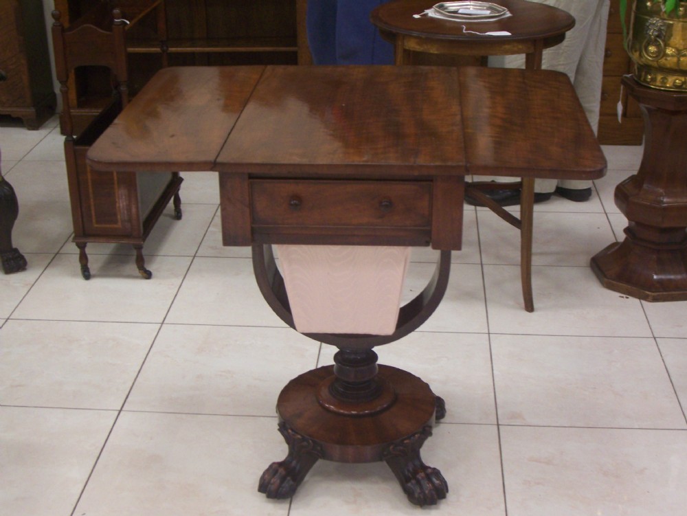 VICTORIAN MAHOGANY DROP FLAP SEWING TABLE