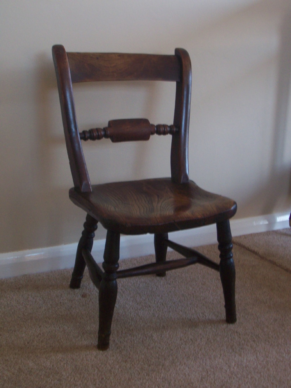 C19TH ELM CHILDS CHAIR
