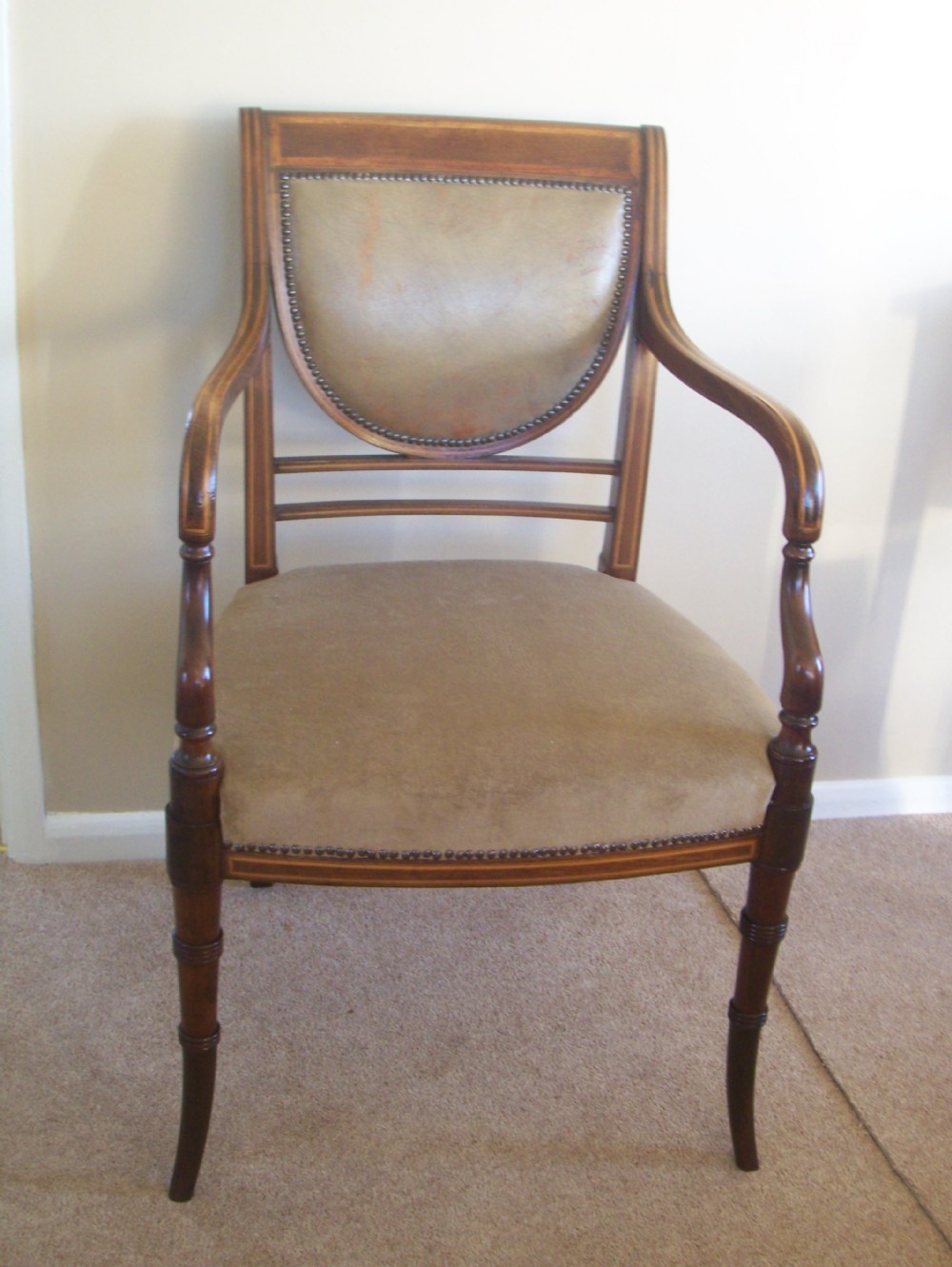 MAHOGANY OPEN ARM DESK CHAIR