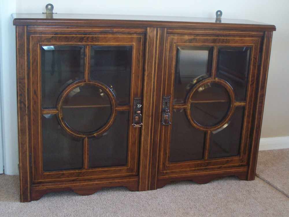 EDWARDIAN ROSEWOOD WALL HANGING DISPLAY CABINET