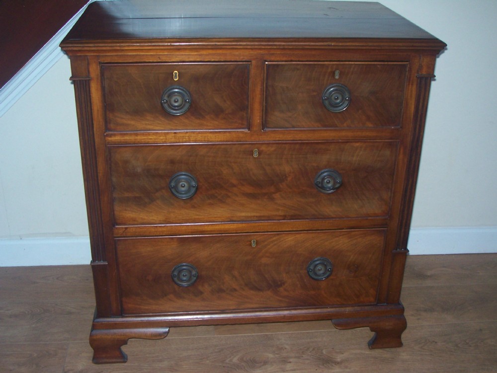 GEO III STYLE MAHOGANY CHEST OF SMALL PROPORTIONS