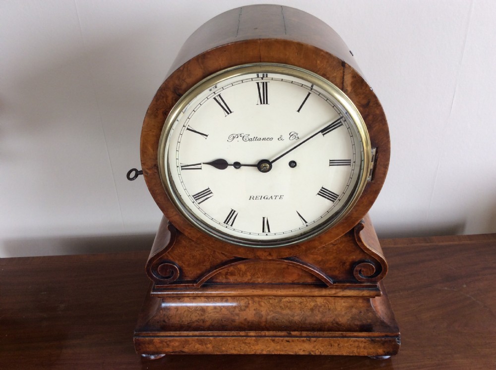 GEORGIAN / REGENCY BURR WALNUT REPEATER TWIN FUSEE BRACKET / MANTLE CLOCK