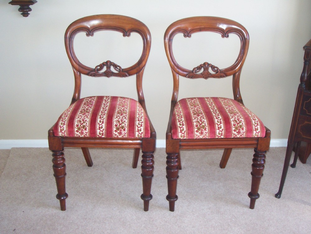 PAIR VICTORIAN MAHOGANY BALLOON BACK CHAIRS