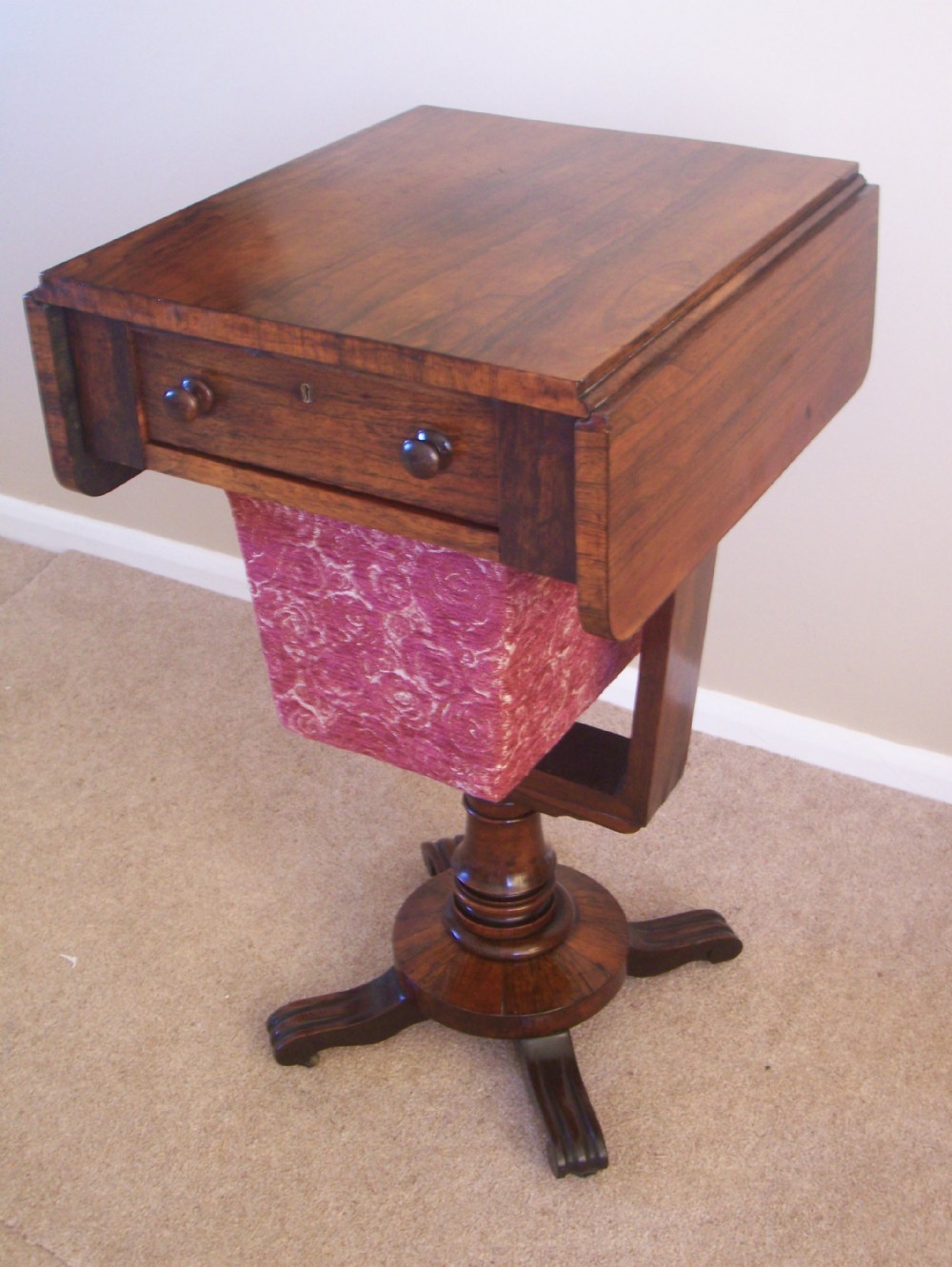 WILLIAM IV ROSEWOOD SEWING TABLE
