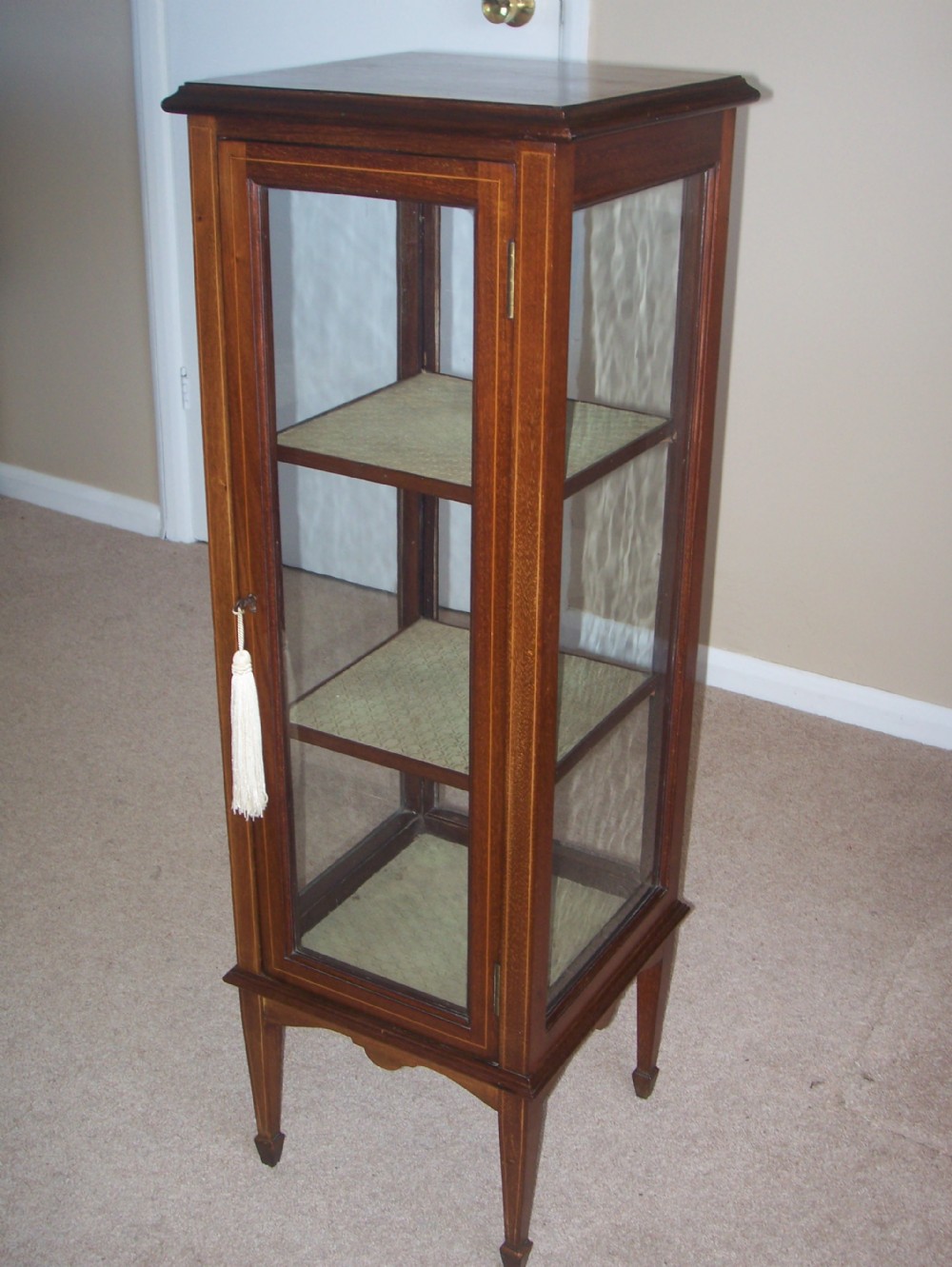 EDWARDIAN SQUARE PEDESTAL DISPLAY CABINET