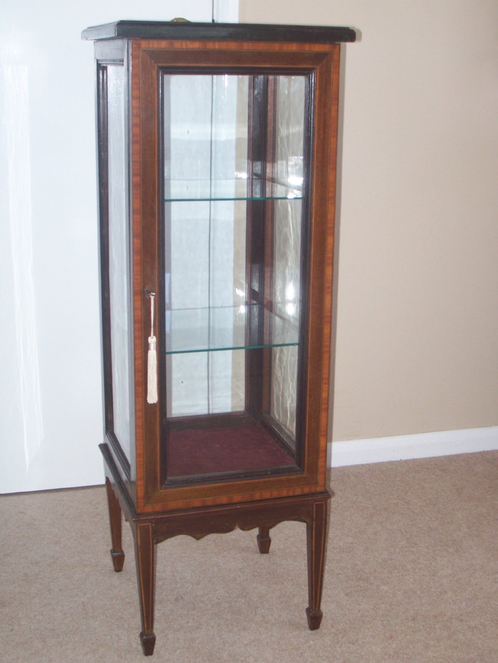 EDWARDIAN MAHOGANY PEDESTAL DISPLAY CABINET