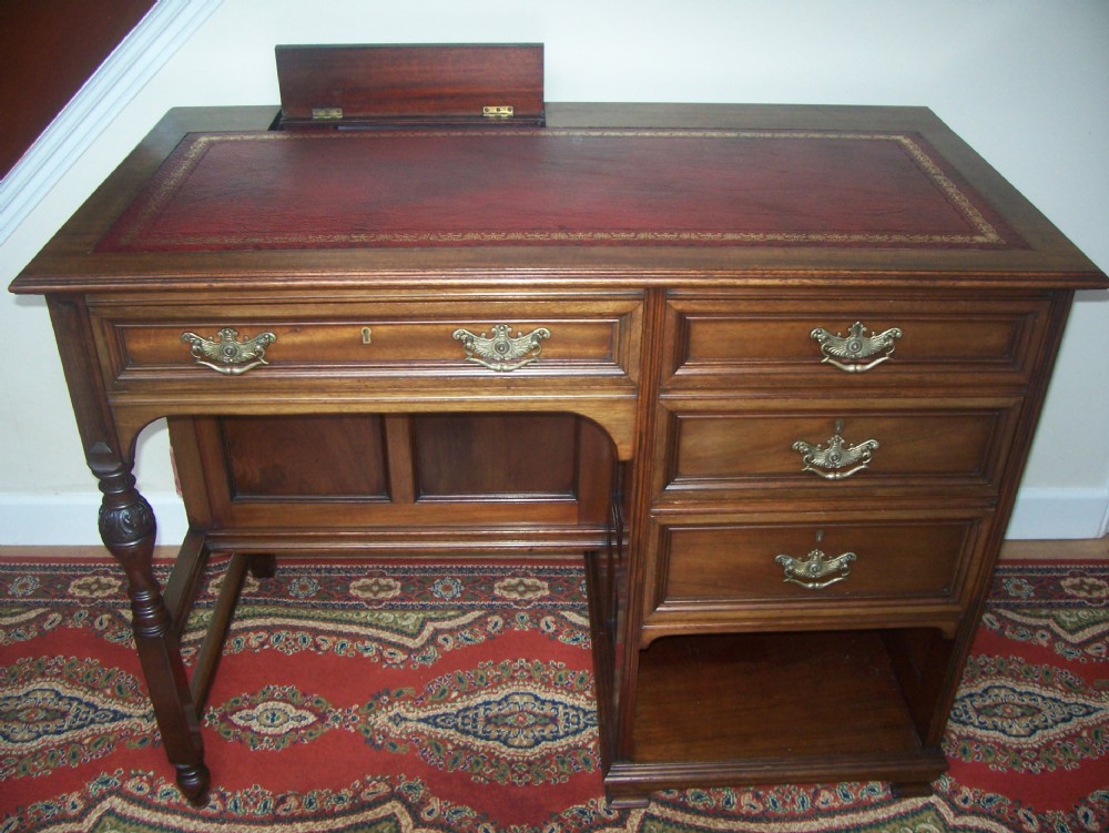 VICTORIAN MAHOGANY LADIES DESK WITH SIDE CUPBOARD