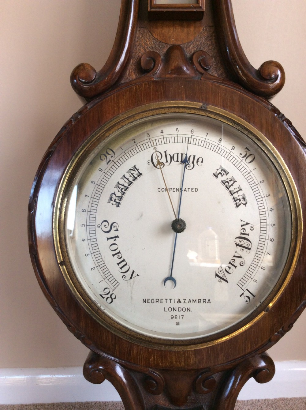 Victorian Negretti & Zambra Aneroid Barometer solid Mahogany
